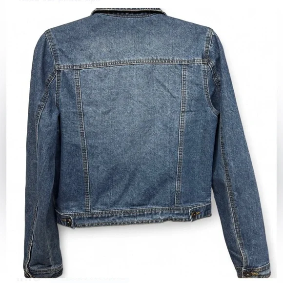 Highway Jeans Distressed Denim Jacket - Medium - Medium Wash Cropped Trucker - Picture 3 of 7